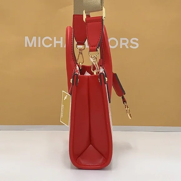 Michael Kors Mirella Extra-Small Logo Crossbody XBODY Shopper Bag Bright Red NWT - Picture 13 of 16